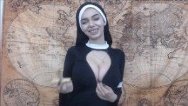Busty Nun Rides Dildo